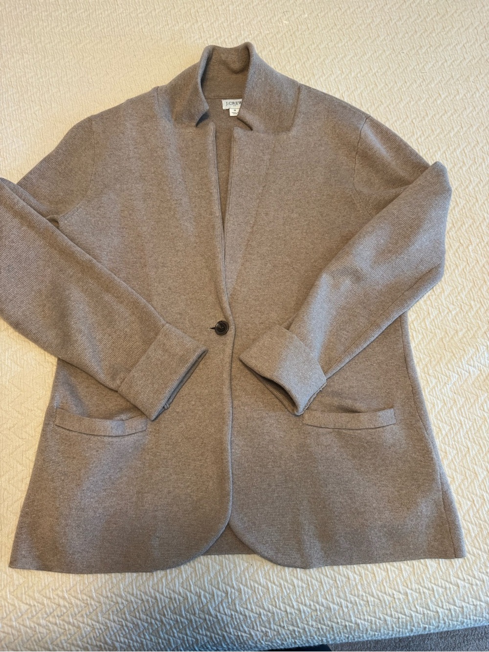 J.Crew Factory Schoolboy Sweater Blazer Taupe Cotton Size S